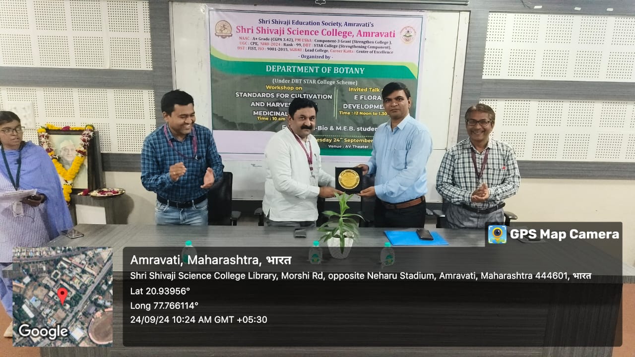 Felicitation of Guest Dr. Mangesh J. Dagwal for workshop on Standard in Cultivation and Harvesting of Medicinal Plants