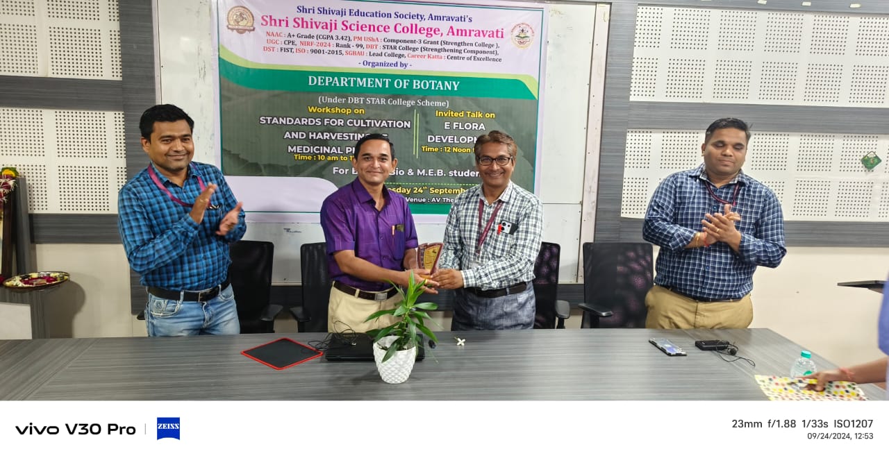 Felicitation of Guest Dr. A. V. Oke for workshop on E - Flora Development 