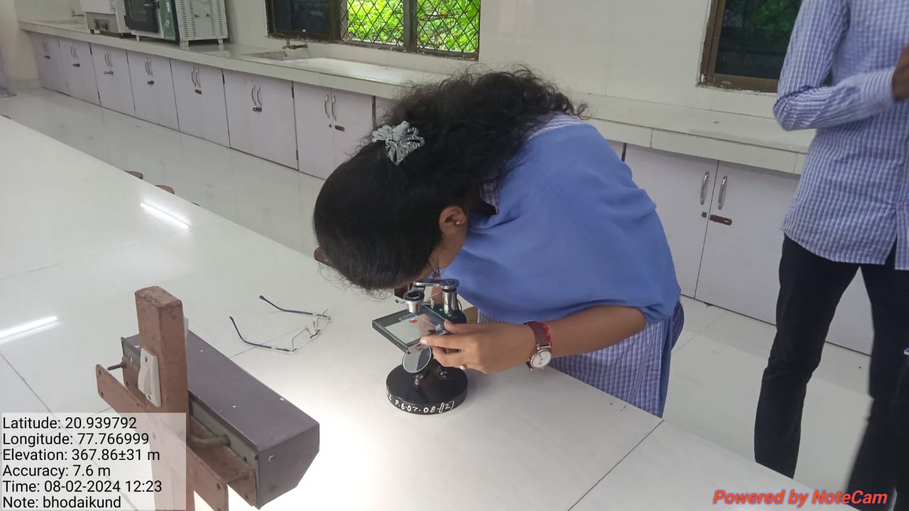 Student observing insect larvae movement under dissecting microscope