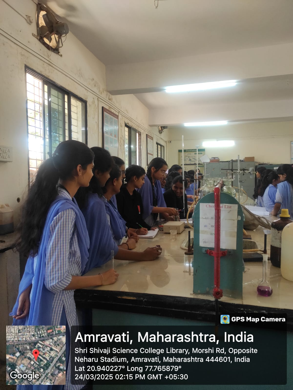 students performing experiment