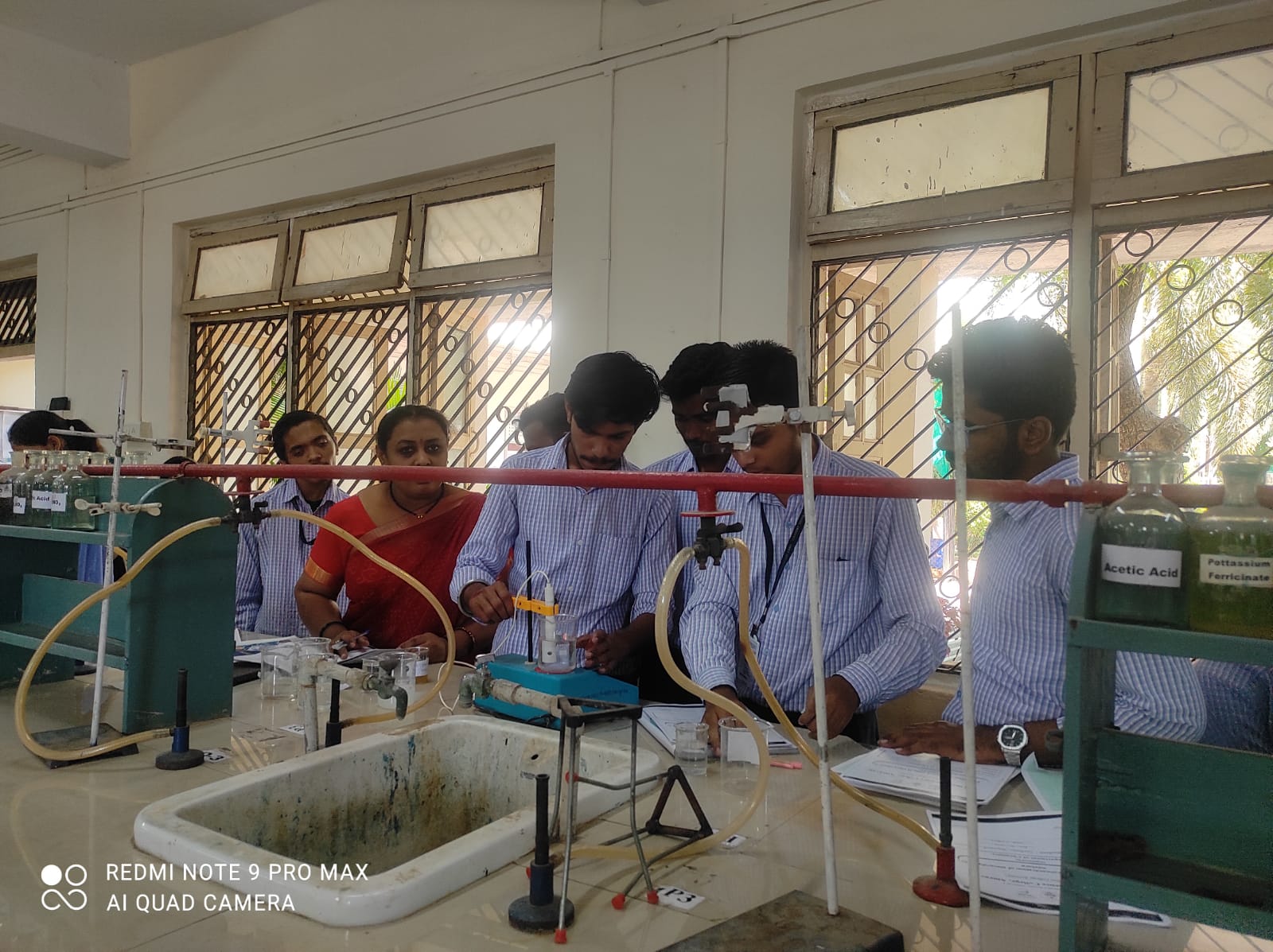 students performing experiment
