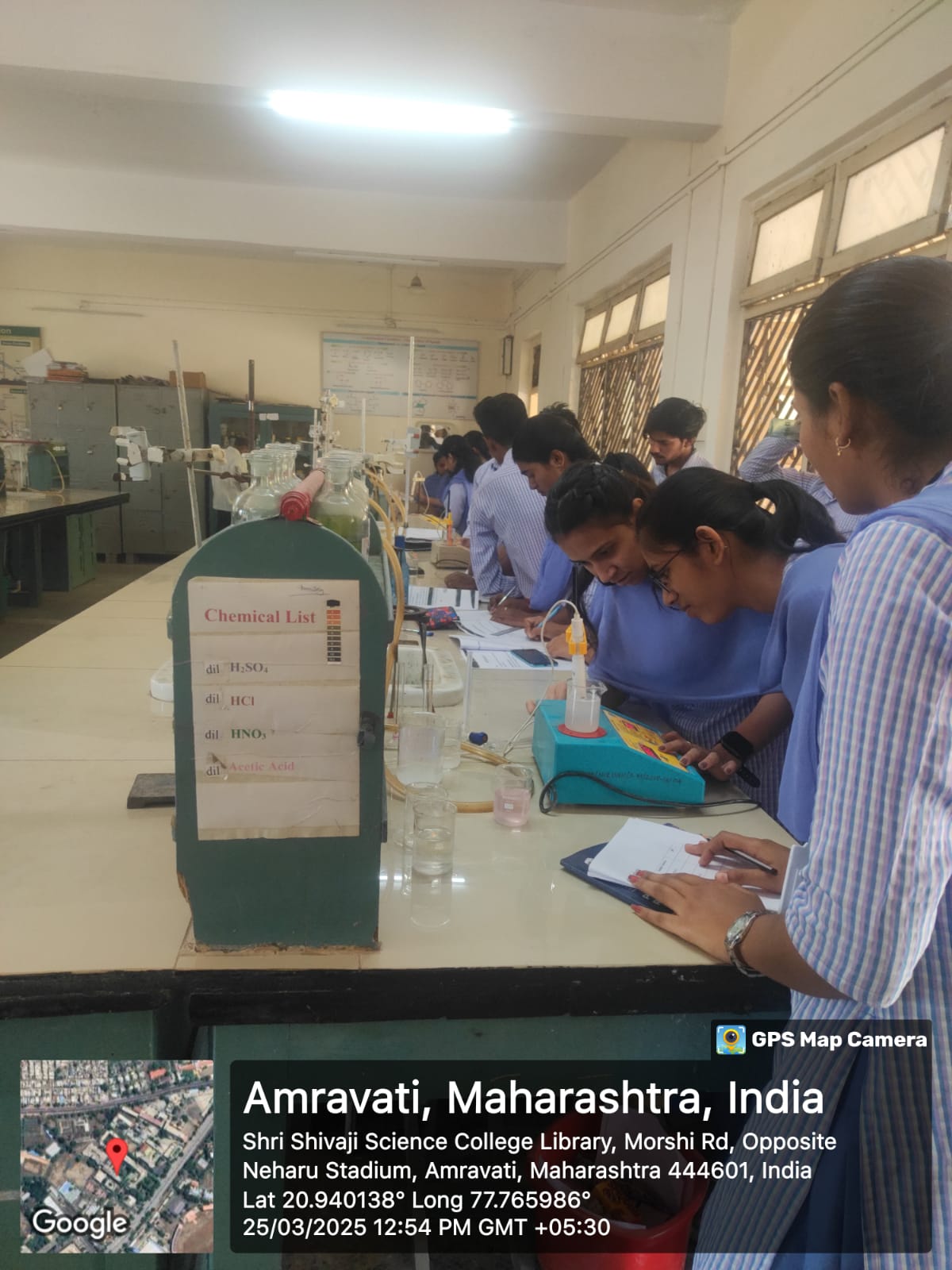 students performing experiment