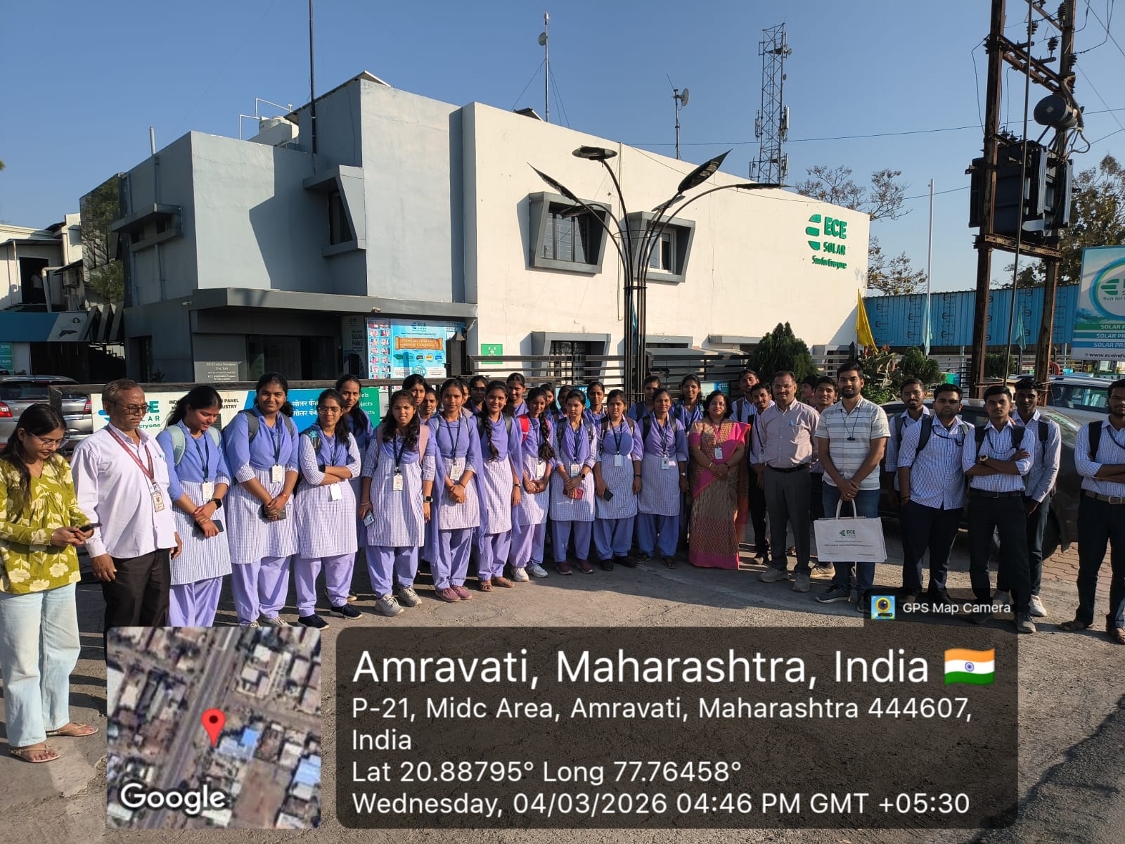 Students at ECE India Energies Pvt. Ltd., Solar Panel Manufacturing Company