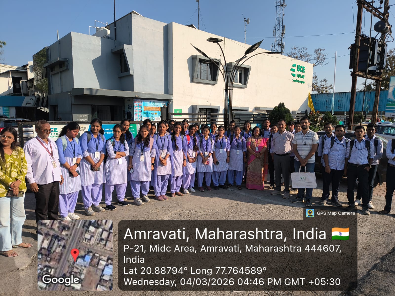 Students at ECE India Energies Pvt. Ltd., Solar Panel Manufacturing Company