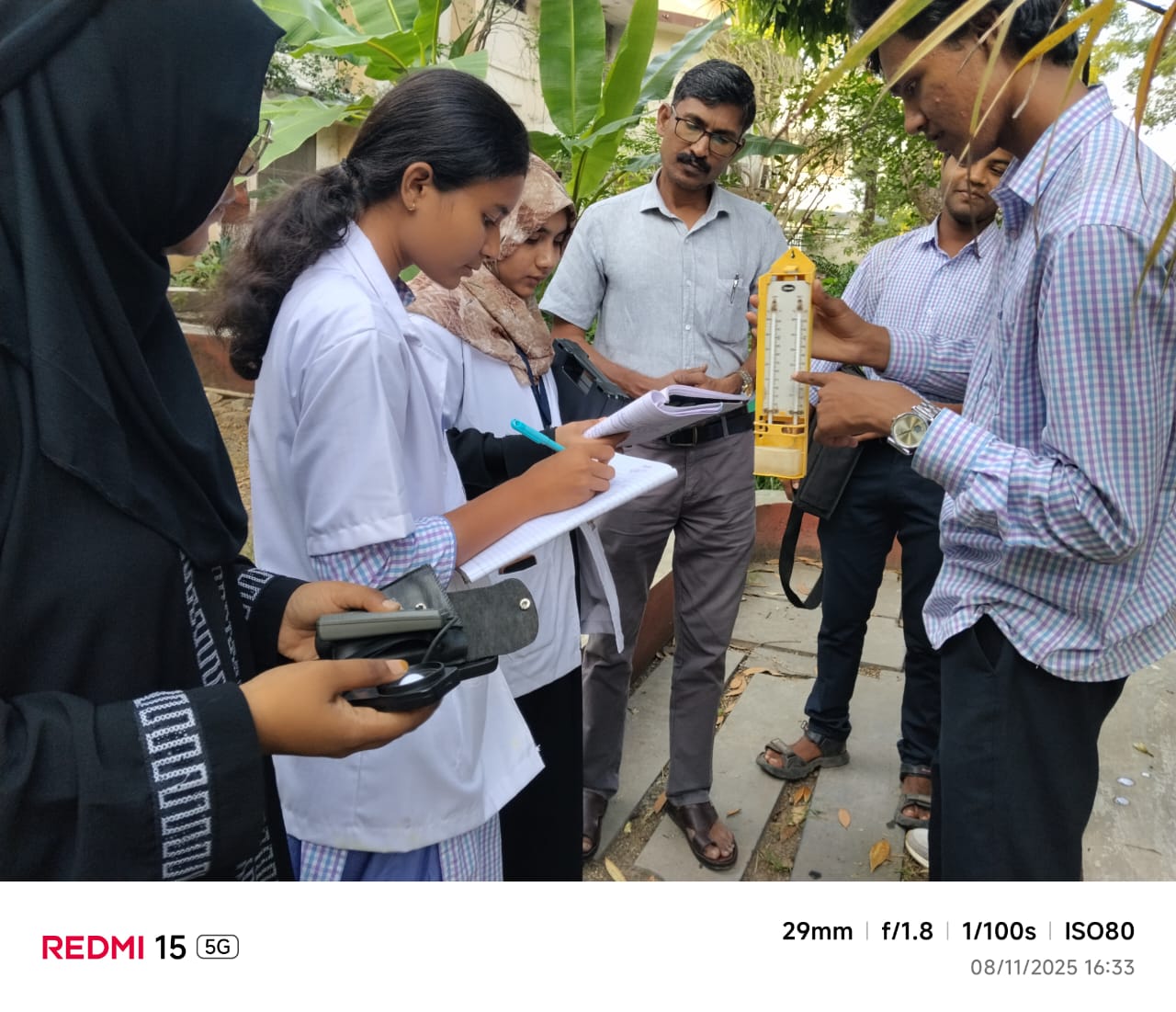 Measurement of relative humidity with psycrometer in College Campus